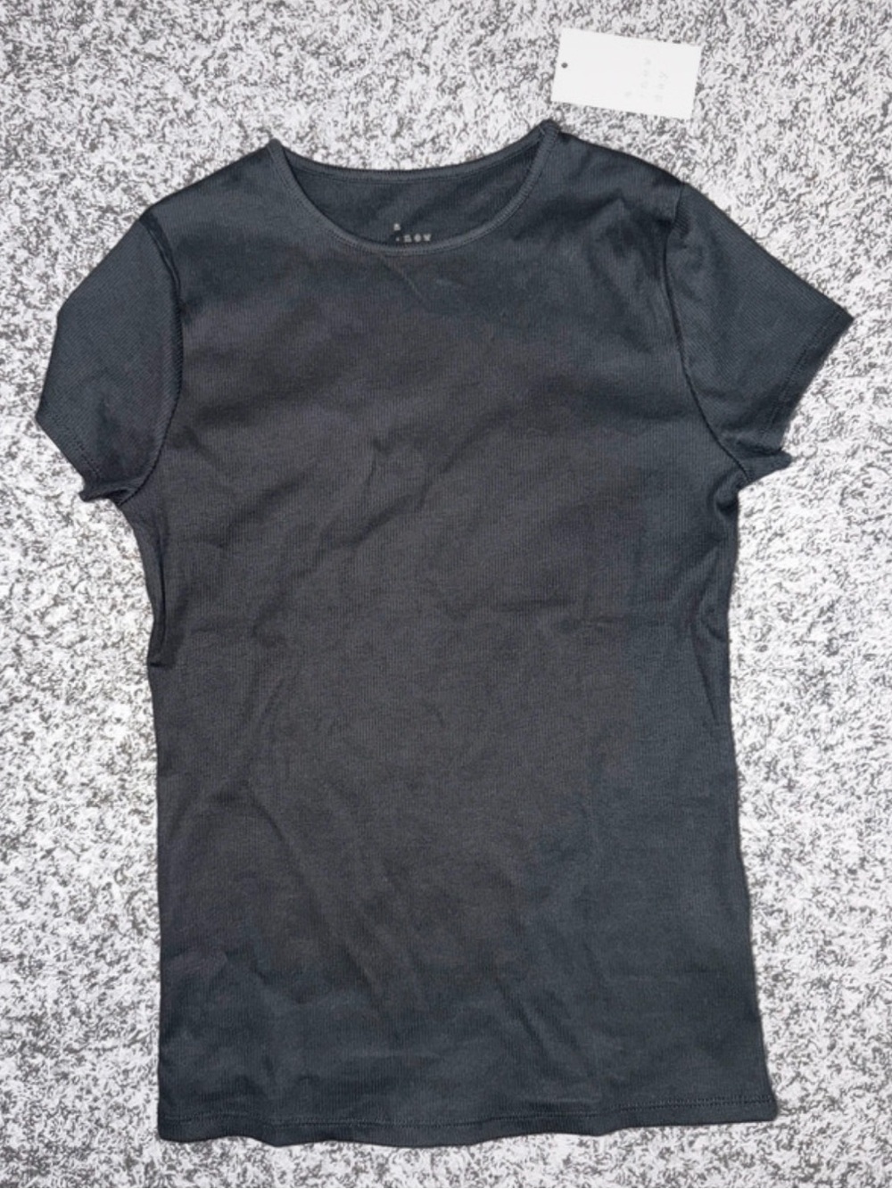 Women’s Small Black Ribbed Short Sleeve Top